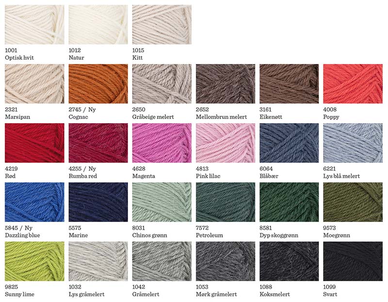 Alpakka Sandnes Garn Farbkarte