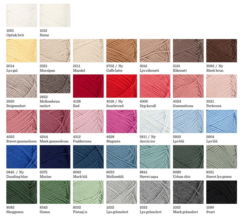 Babyull Lanett Sandnes Garn Farbkarte