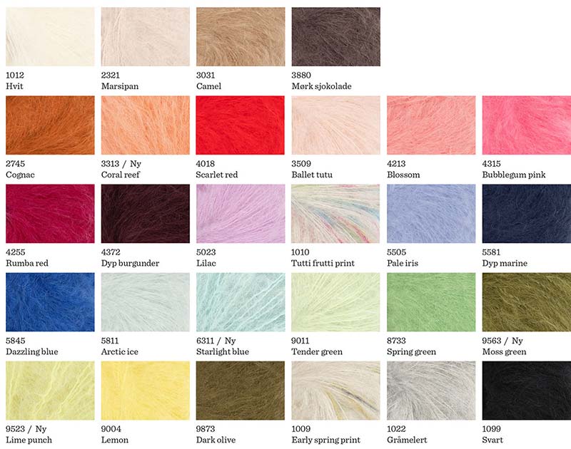 Ballerina Chunky Mohair Sandnes Garn Farbkarte