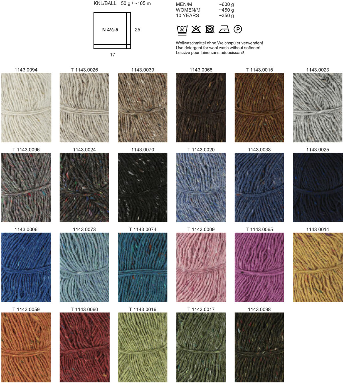 Donegal Tweed Plus Lang Yarns Farbkarte