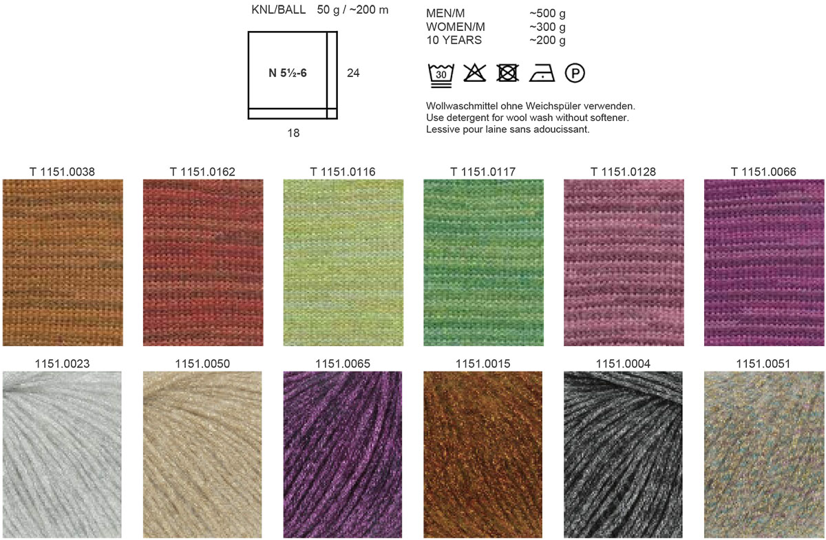 Glamour Farbkarte Lang Yarns
