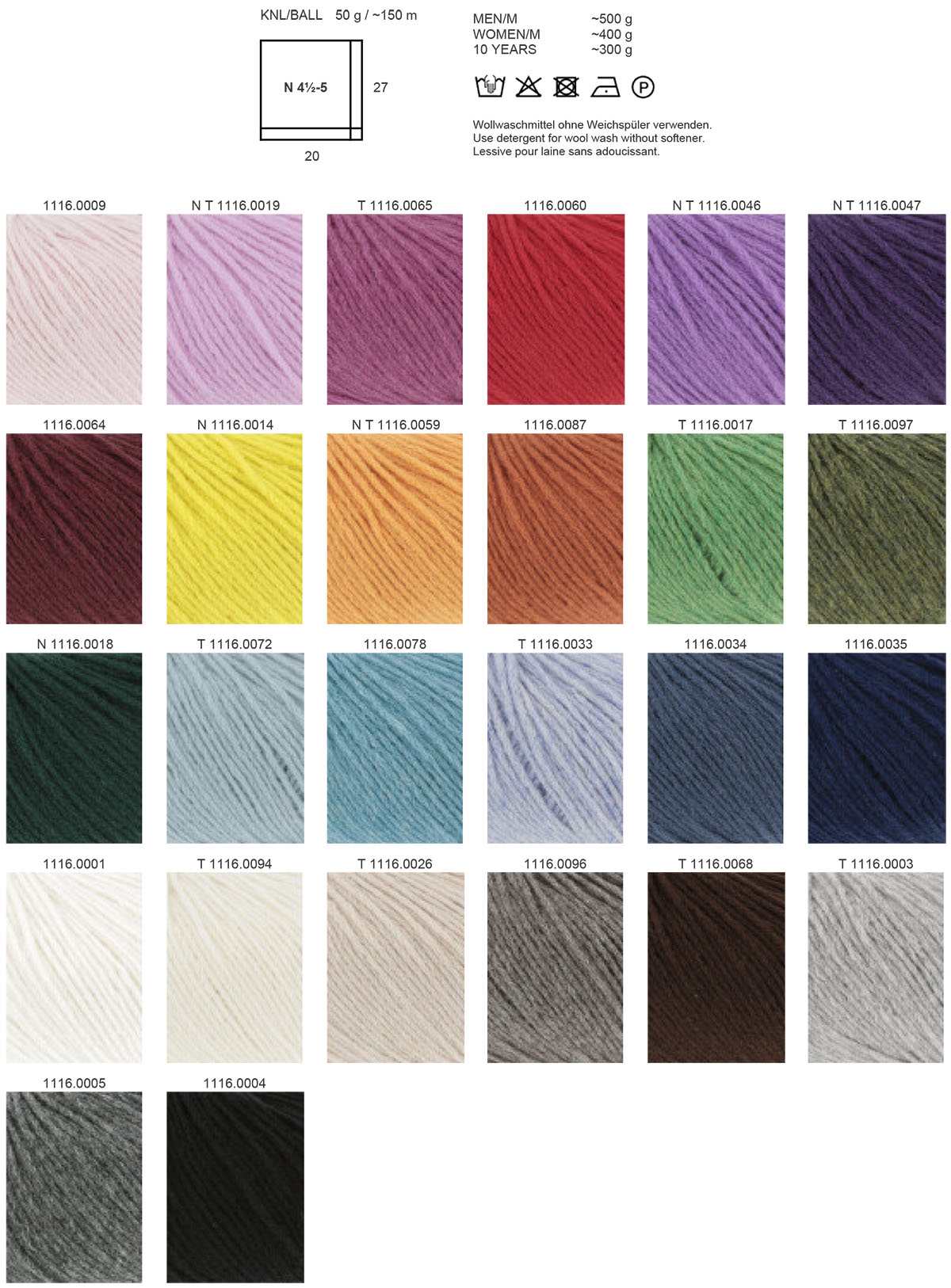 Lambswool Farbkarte Lang Yarns
