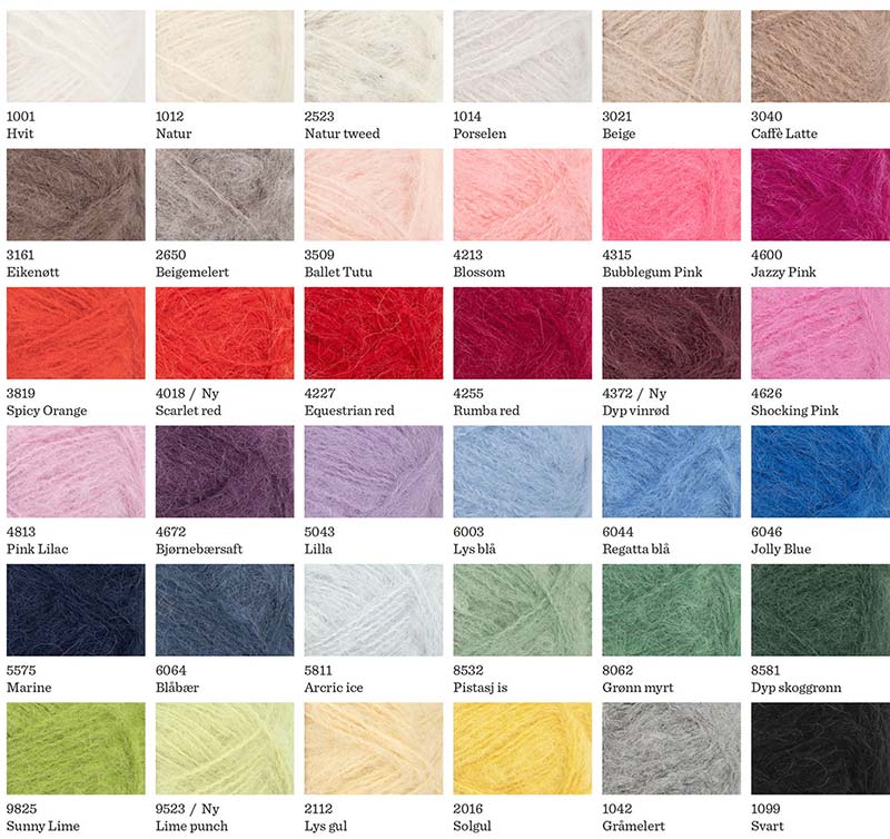 Borstet Alpakka Sandnes Garn Farbkarte