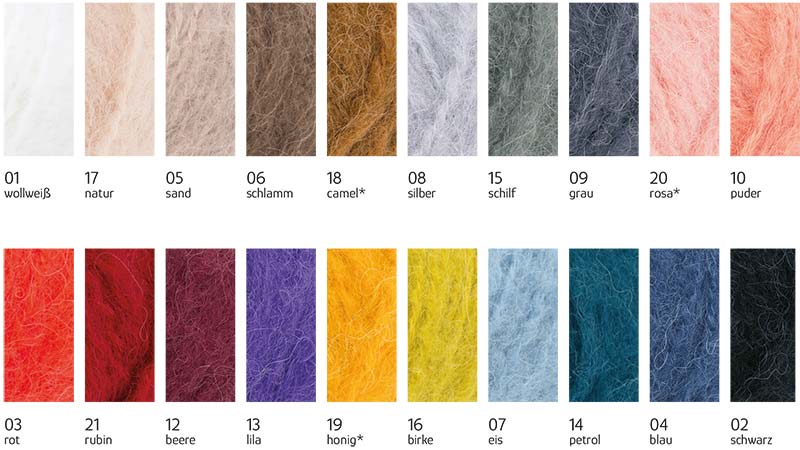 Alpaca Fluffy Austermann Farbkarte