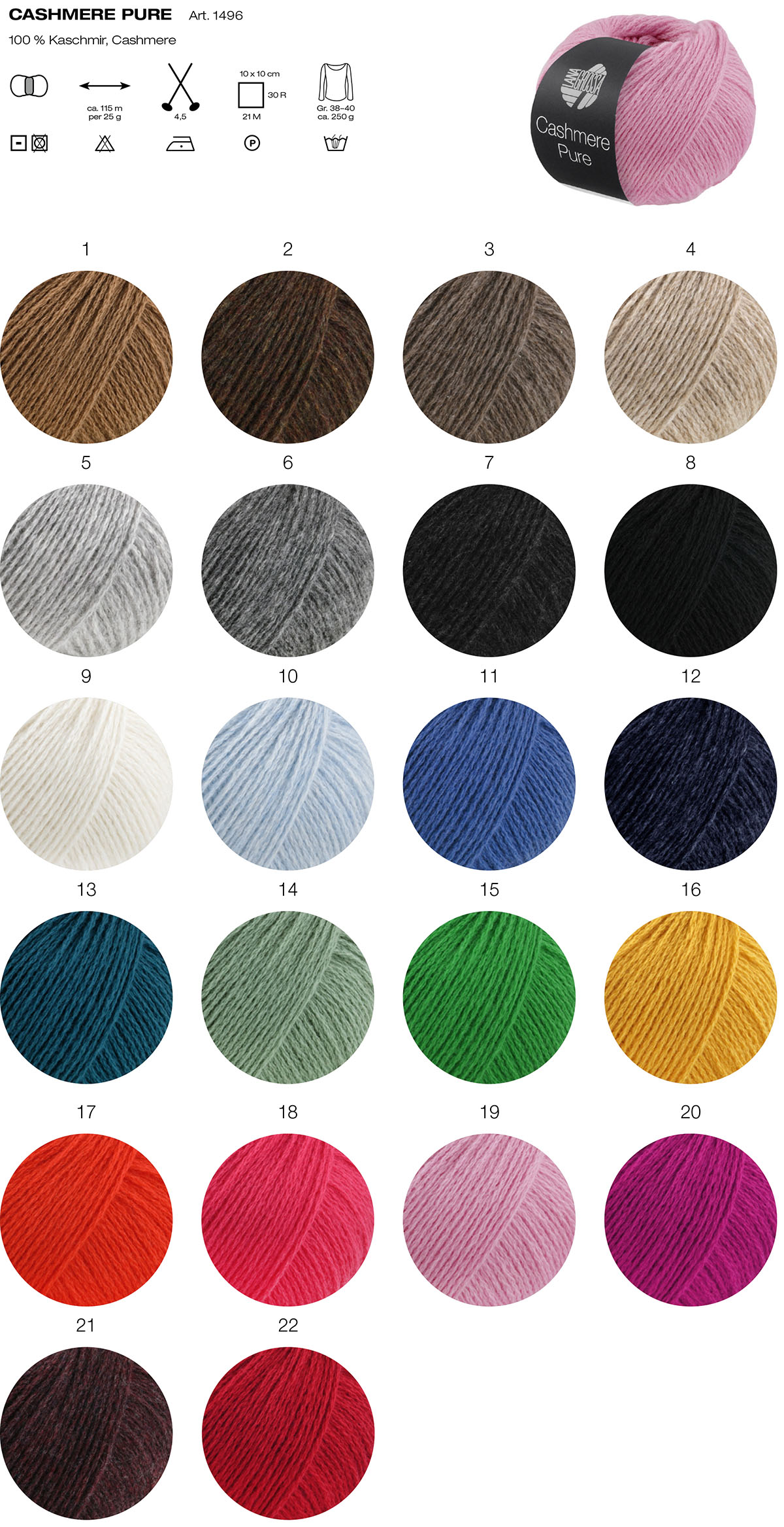Cashmere Pure Farbkarte Lana Grossa