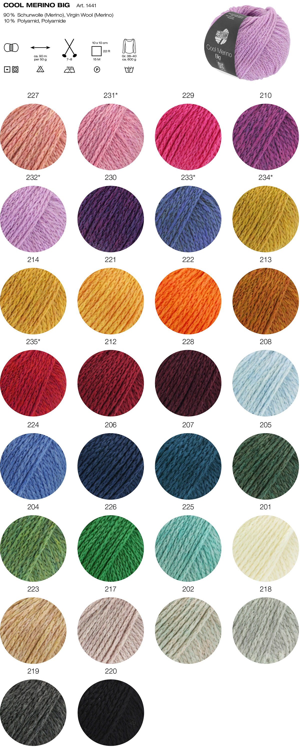Cool Merino Big Farbkarte Lana Grossa