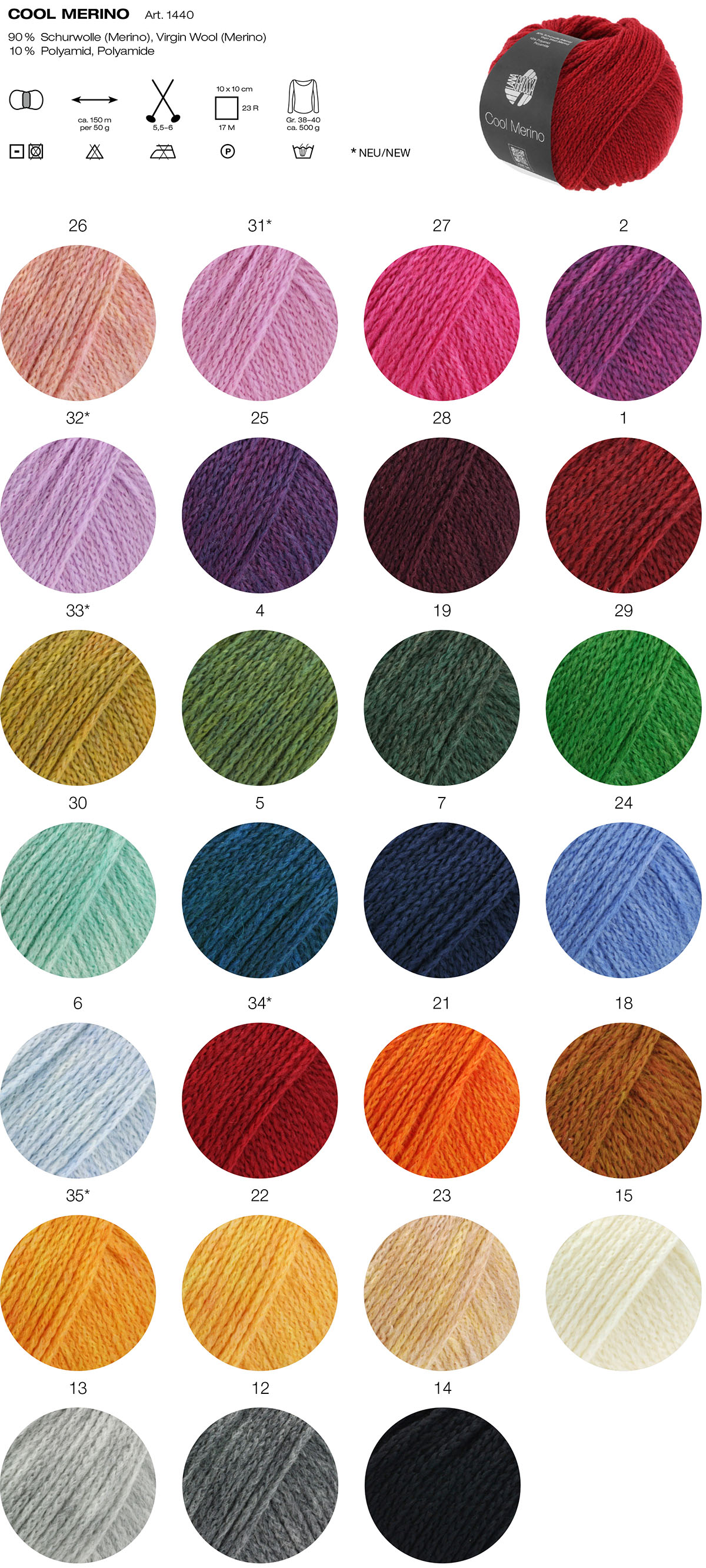 Cool Merino Farbkarte Lana Grossa