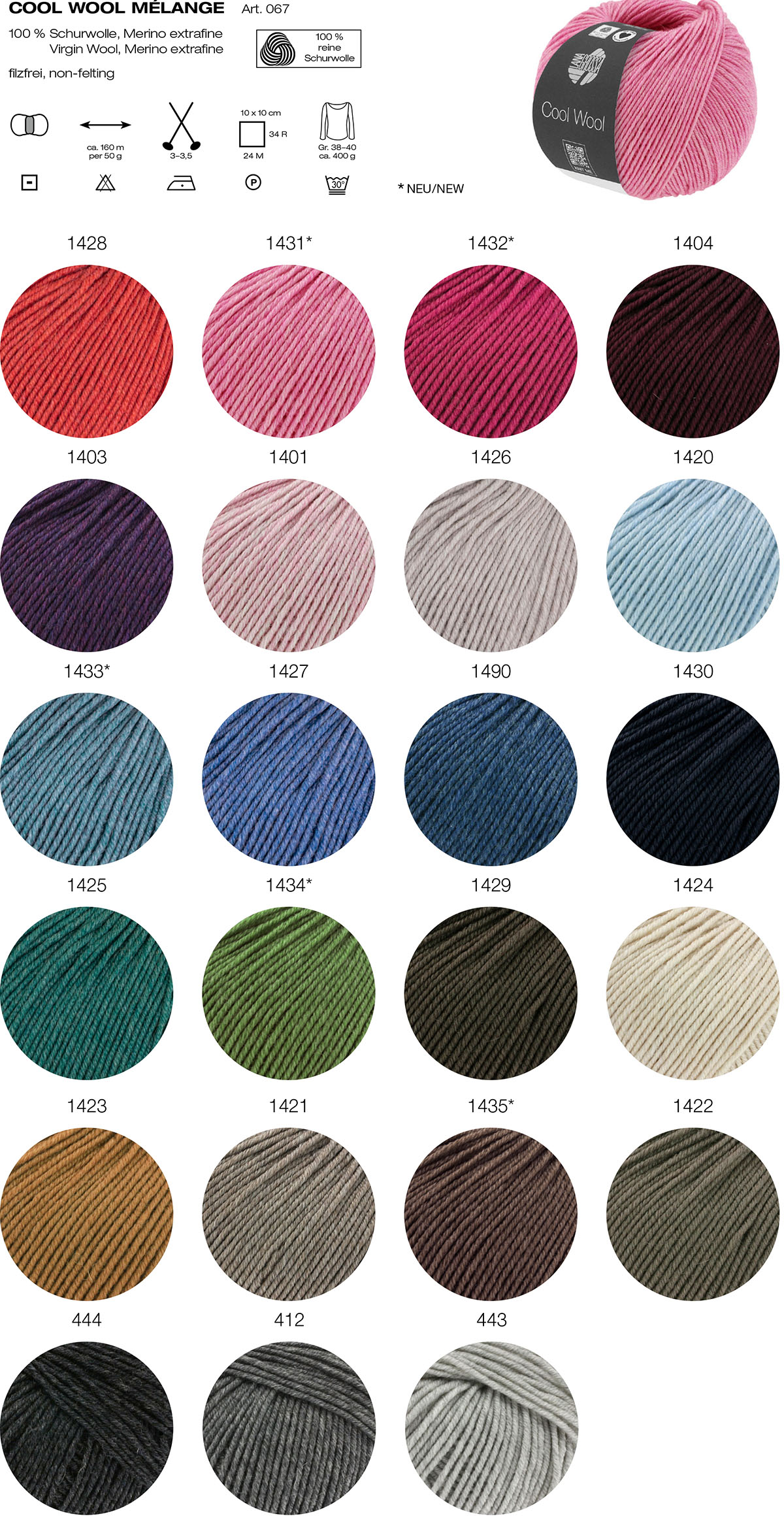 Cool Wool Melange Farbkarte Lana Grossa