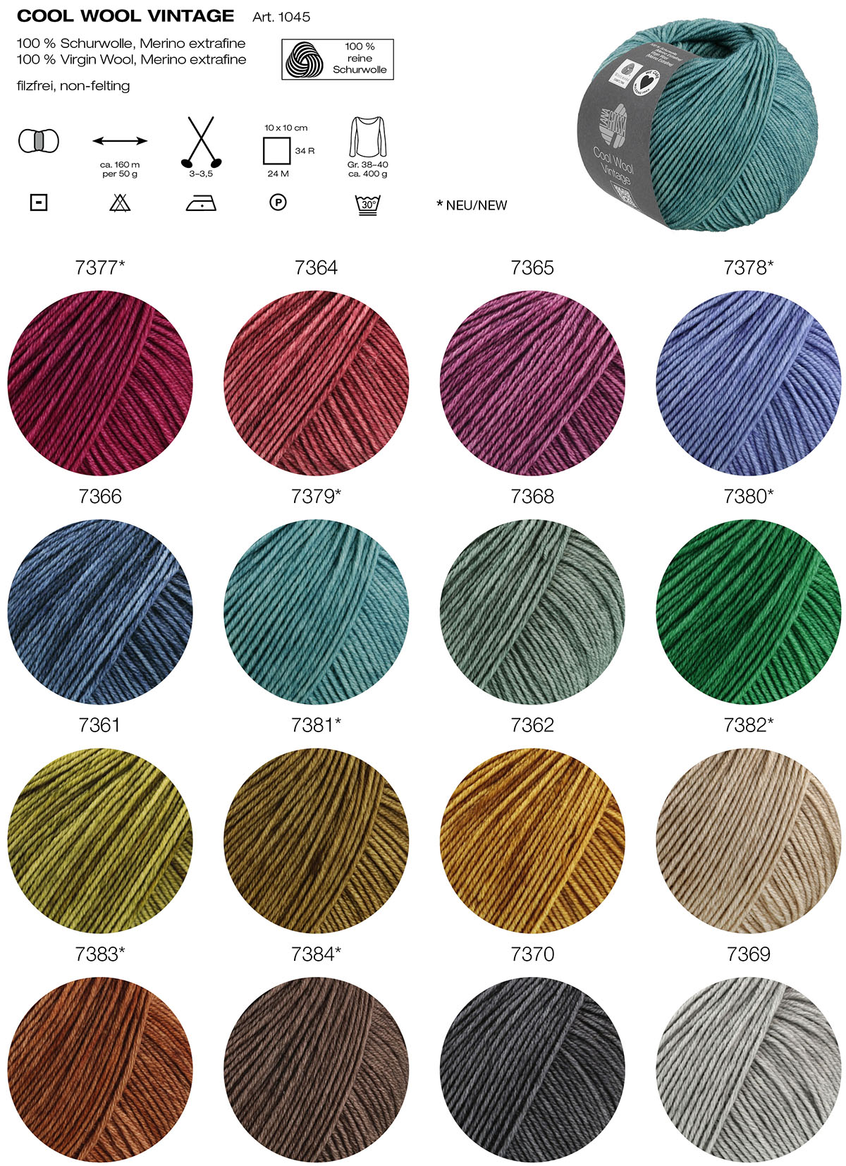 Cool Wool Vintage Farbkarte Lana Grossa