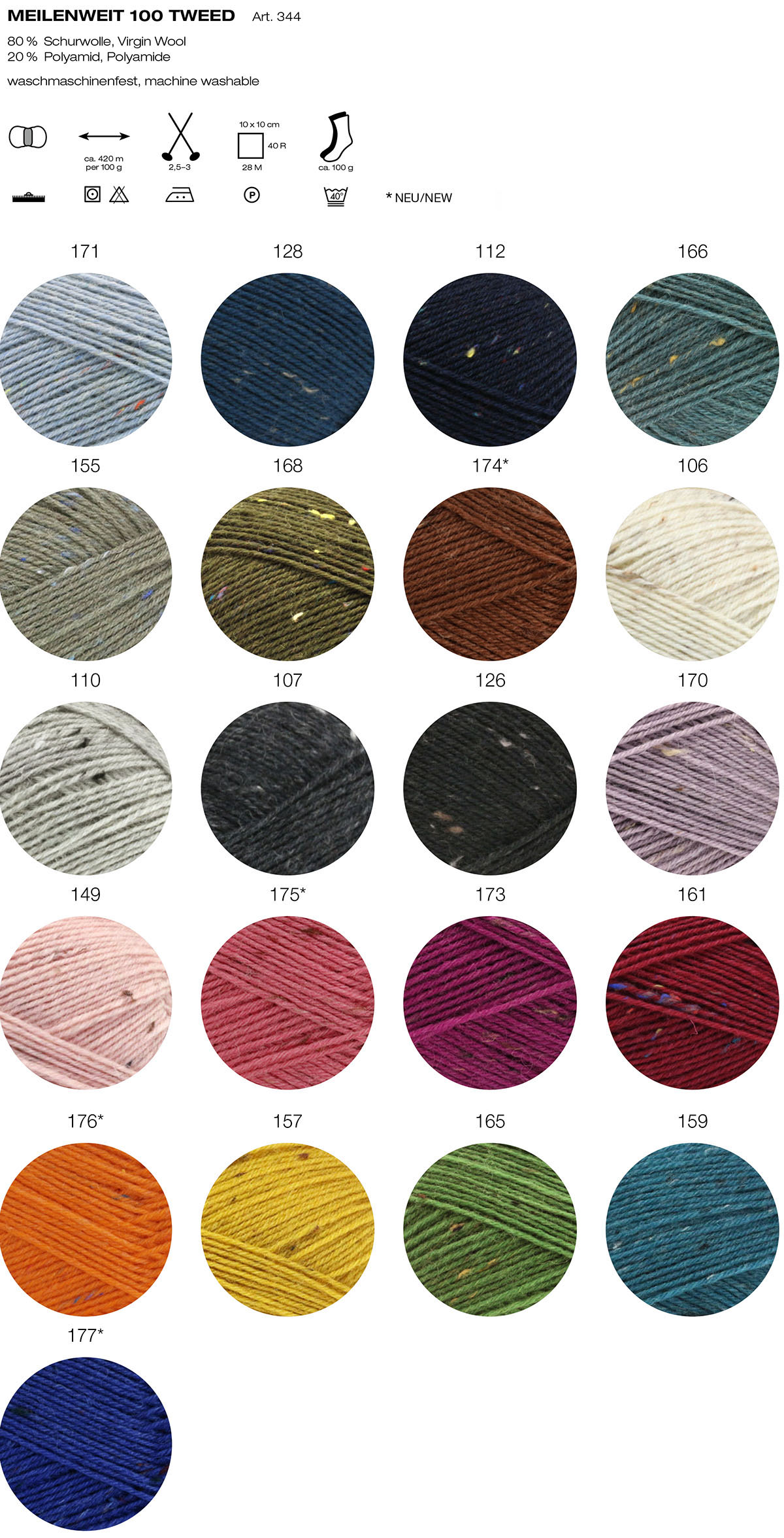 Meilenweit 100 Tweed Lana Grossa Farbkarte