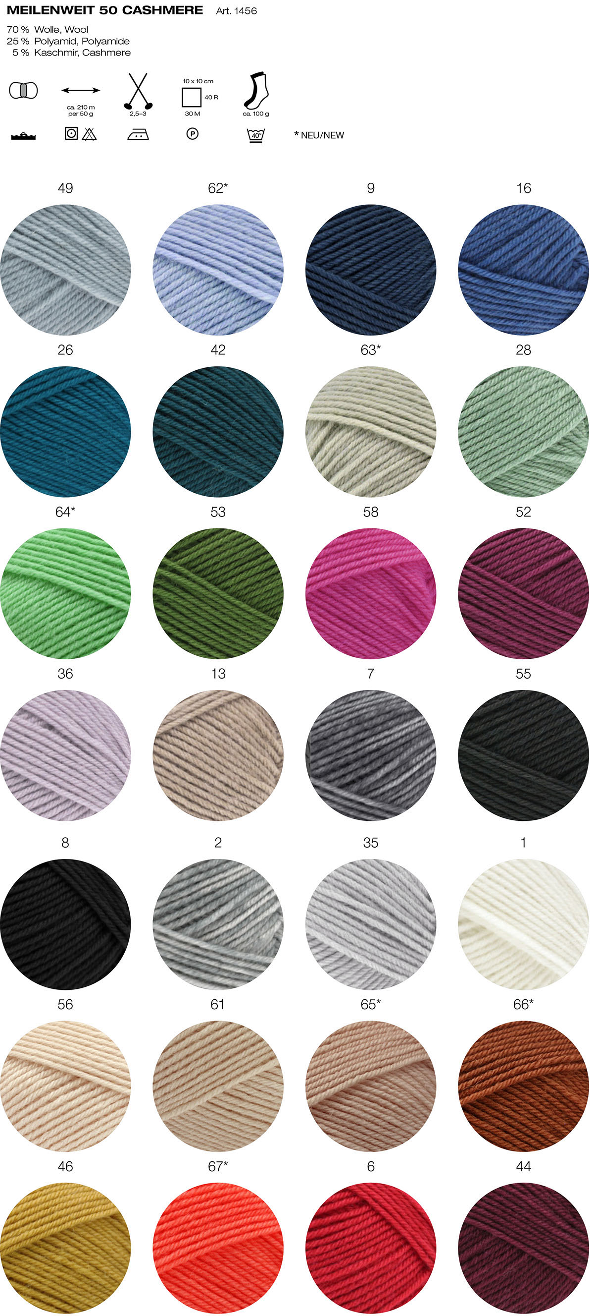 Meilenweit 50 Cashmere Lana Grossa Farbkarte