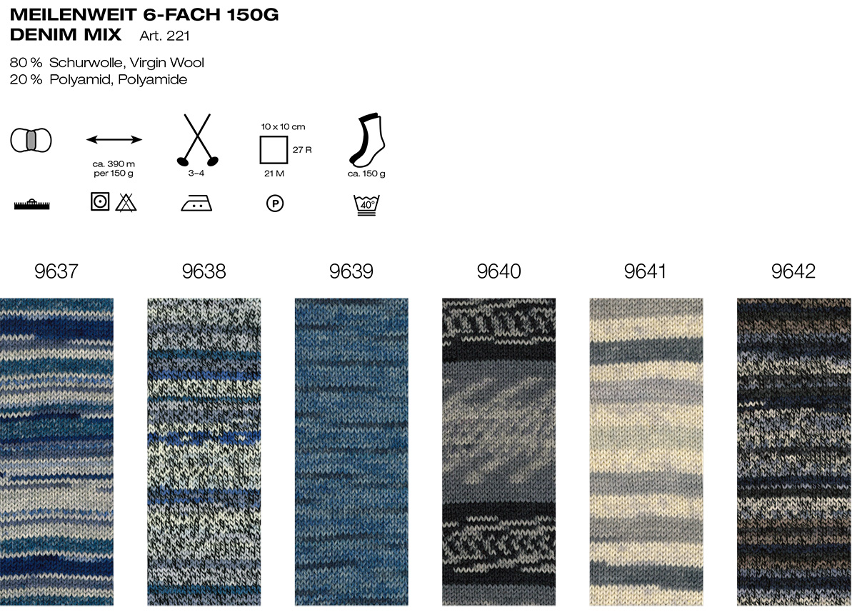 Meilenweit 6-ply Denim Mix Lana Grossa Farbkarte