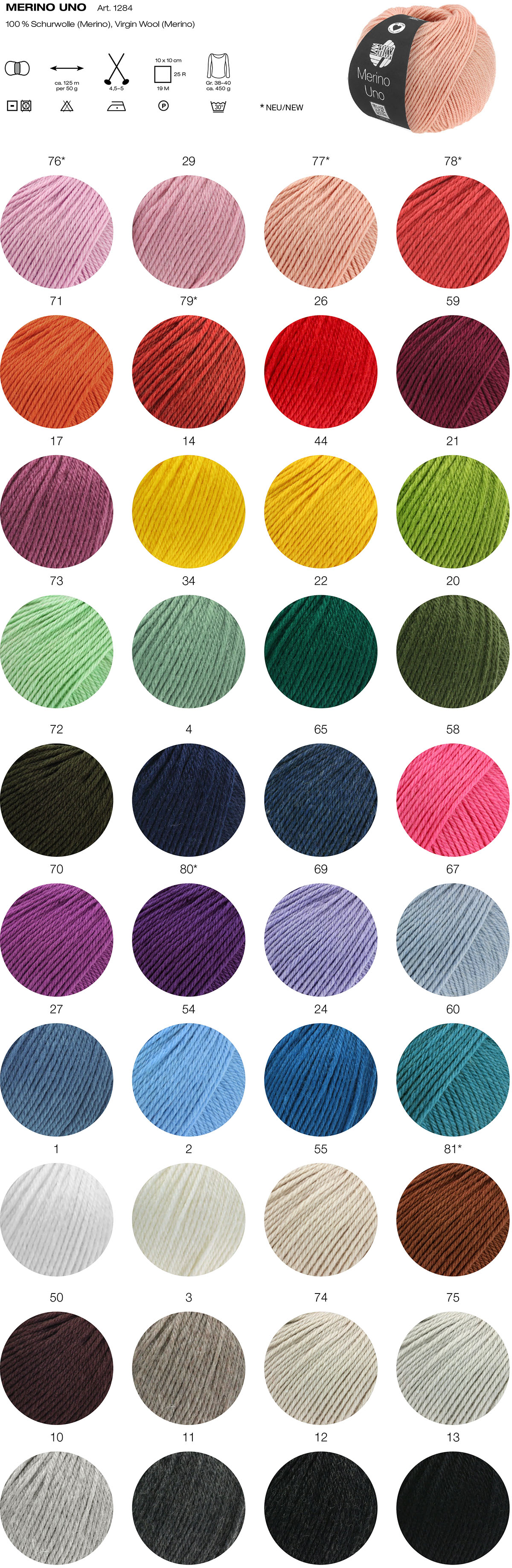 Merino Uno Lana Grossa Farbkarte
