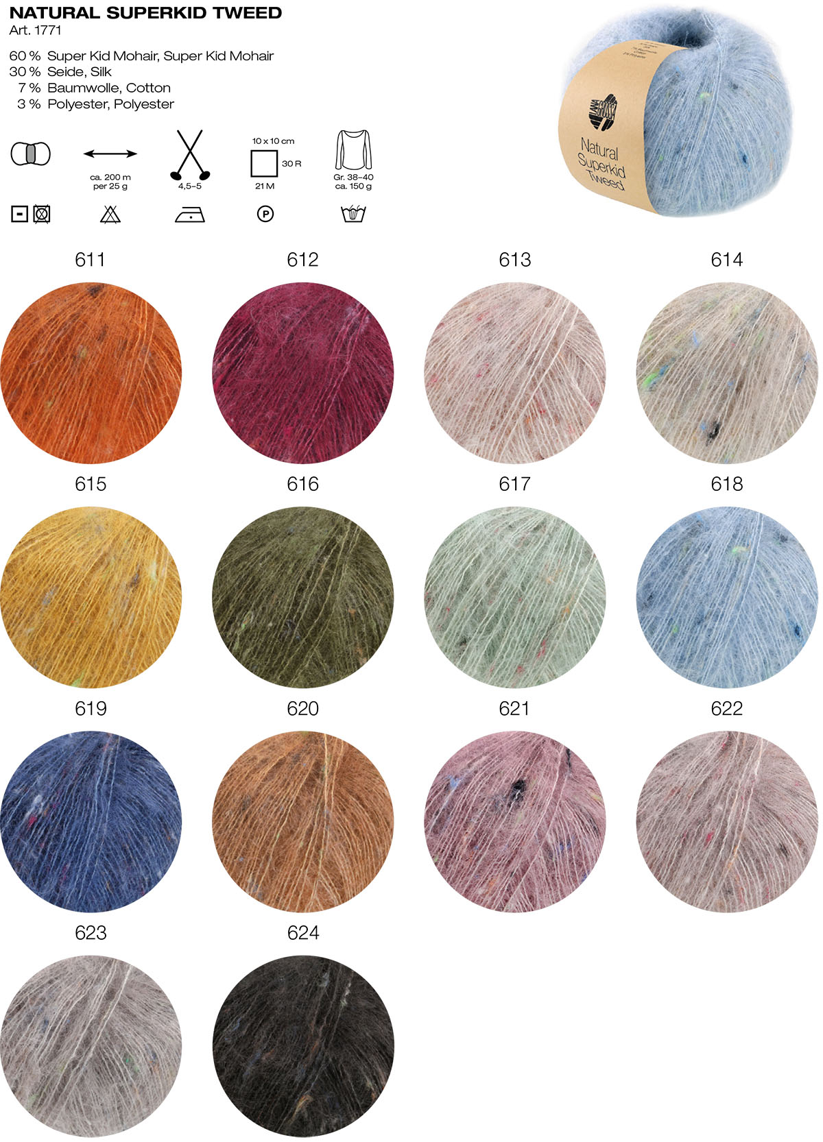 Natural Superkid Farbkarte Tweed Lana Grossa