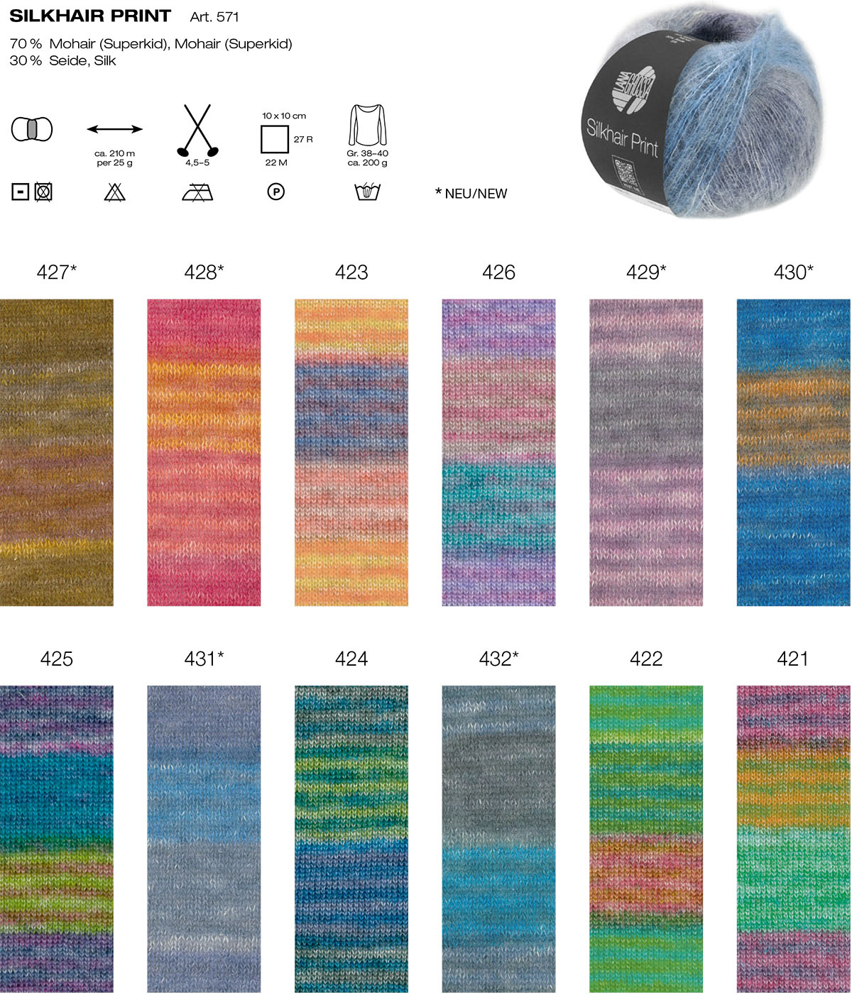 Silkhair Print Lana Grossa Farbkarte