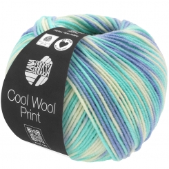Cool Wool Print Lana Grossa % - 728 Himmelblau/Helltürkis/Ecru