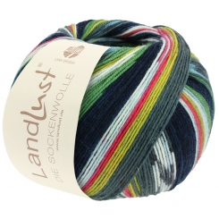 Landlust Die Sockenwolle Lana Grossa 703 Schwarzblau/Grün/Dunkelgrau/Mint/Anth- razit/Gelb/Weiß/Lachsorange Gestreift / mit Jacquard