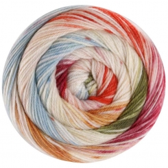 Meilenweit 100 Dusk Merino Lana Grossa 6202 Lachsorange/Ecru/Erika-/Dunkelrot/Zartgelb/Karamell/Nougat