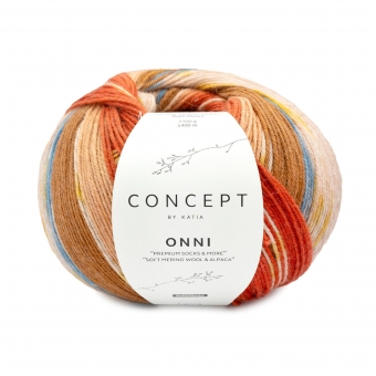 Onni Socks 4-fach Katia Concept 403 Orange-Blau-Ocker-Braun