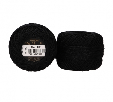 Anchor Perlgarn Stärke 8 - 10g 403 Schwarz