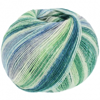 Cool Wool 4 Socks Print Lana Grossa 7754 Hellgrau/Grün/Hell-/Dunkelpetrol/Schwarz-grün/Grau/Graugrün