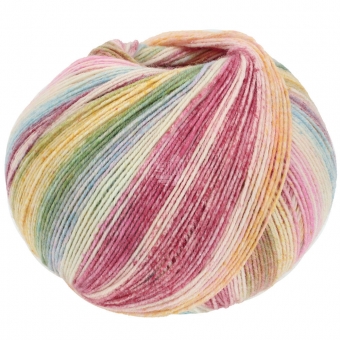 Cool Wool 4 Socks Print Lana Grossa 7757 Hellgrau/Dunkel-/Weinrot/Grün/Ocker/Sandgelb/Petrol