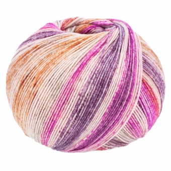 Cool Wool 4 Socks Print Lana Grossa 7761 Rost/Hellbeige/Cognac/Brombeer/Fuchsia/Weinrot/Hellgrau