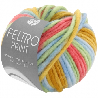 Feltro Print Lana Grossa 1306 Senfgelb/Hellblau/Jade/Zinnoberrot