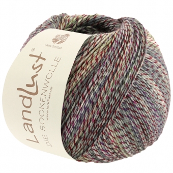 Landlust Die Sockenwolle Lana Grossa 214 Grau-/Reseda-/Moosgrün/Hellgrau/Dunkelrot Meliert