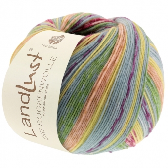 Landlust Die Sockenwolle Lana Grossa % - 423 Türkis/Gelb/Jade/Gelbgrün/Flieder/Silbergrau/Khaki/Pfirsich