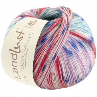 Landlust Die Sockenwolle Lana Grossa 515 Ecru/Beere/Minttürkis/Türkis/Flieder/Jeansblau