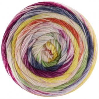 Meilenweit 100 Dusk Merino Lana Grossa 6201 Dunkelfuchsia/Ecru/Dunkelpetrol/Mai-/Olivgrün/Zartgelb/Gelb/Ora