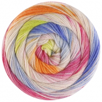 Meilenweit 100 Dusk Merino Lana Grossa 6203 Gelb/Ecru/Pink/Himmel-/Kobaltblau/Orange