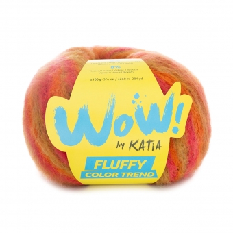 Wow Fluffy Color Trend Katia 303 Orange-Erdbeerrot-Pistaziengrün