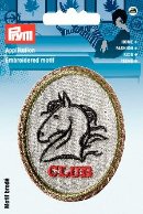 Applikation Patch silber/beige mit Pferdekopf 